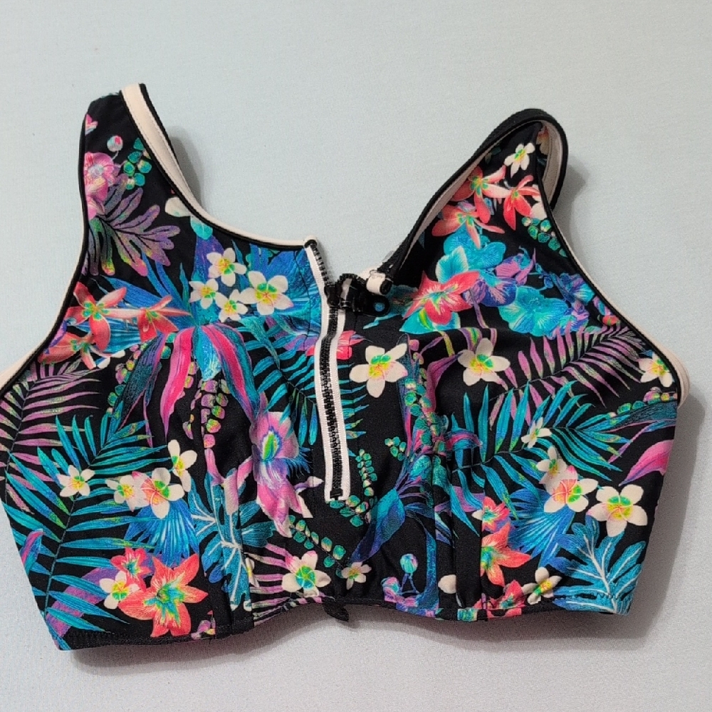 Floral Zip-Up Profile Blush Women's Swim Top